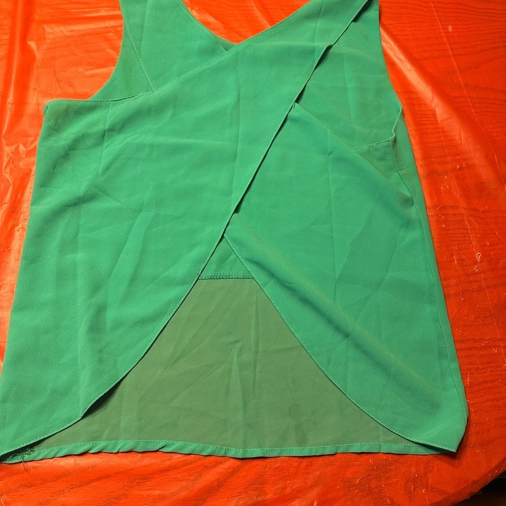 Green Sleeveless Wrap Top